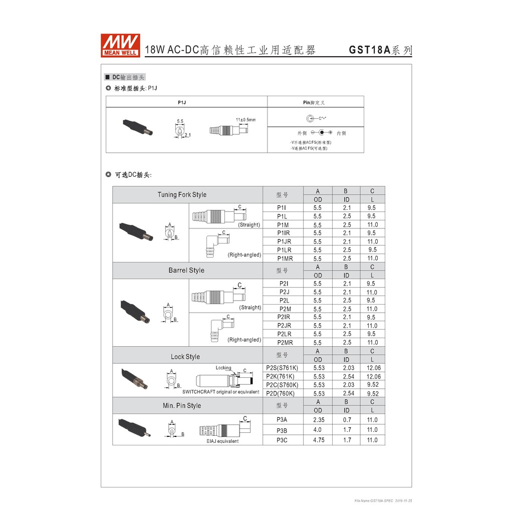 明緯18W全球認證桌上型變壓器(GST18A15-P1J), , large