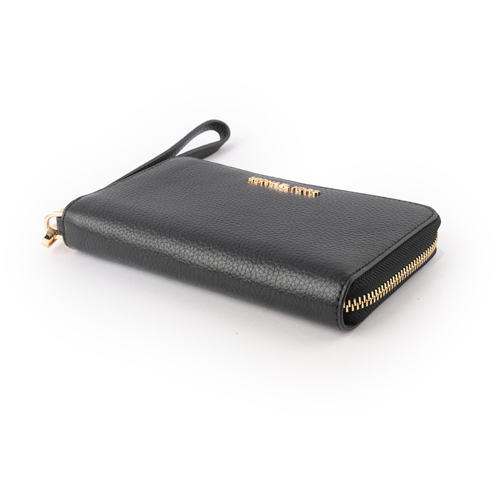 Michael Kors JET SET TRAVEL素面皮革中夾/手拿/黑色, , large