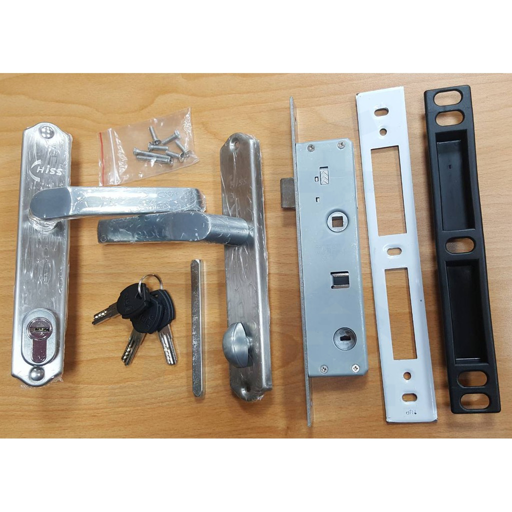 守門員 902 通風門鎖 門鎖 二片式 銀色 黑色 房間鎖 連體鎖 三合一 裝置距離30mm 適用門厚36-44mm, , large