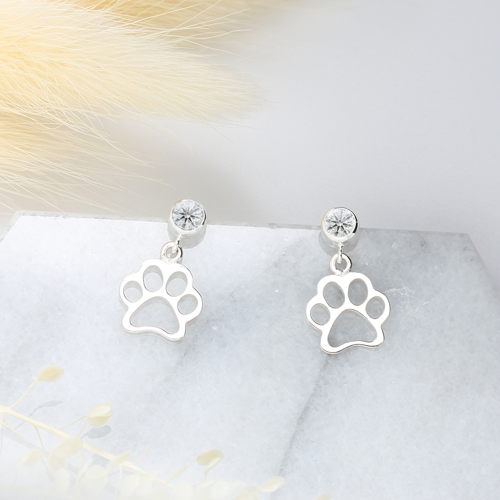 【Angel & Me】Cat Dog Paw s925 sterling silver earrings (changeable ear clips), , large