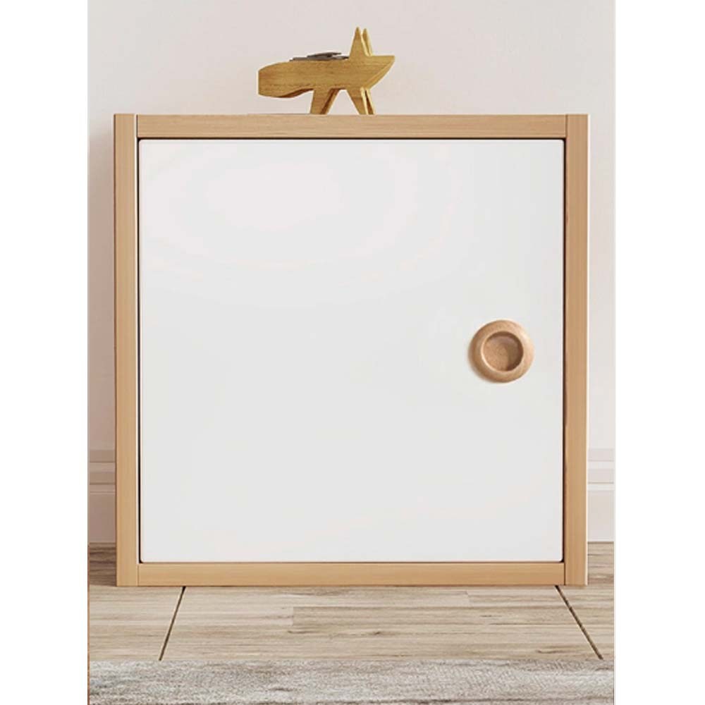 【Lele】Good Q Bookshelf, Wooden Children's Storage Unit Bookcase, One Row One Column - Natural Wood Color with Cabinet Doors, , large