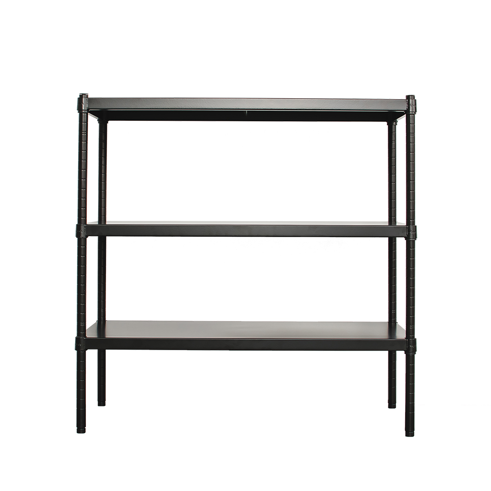 【Y HOUSE】90x45x90 cm three-layer hole-free iron plate storage rack rack iron rack - black paint, , large