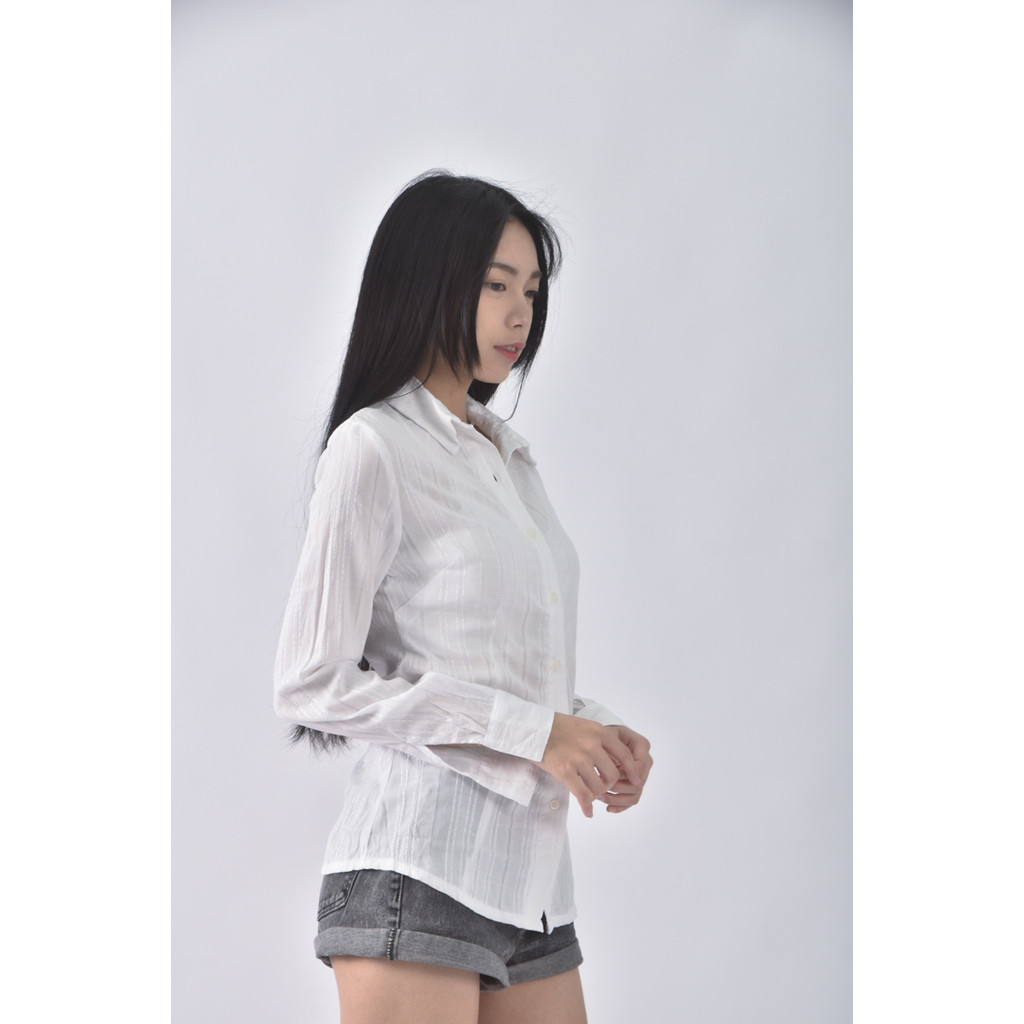 (S) mirror棉質純棉排扣白色襯衫上衣二手衣, , large
