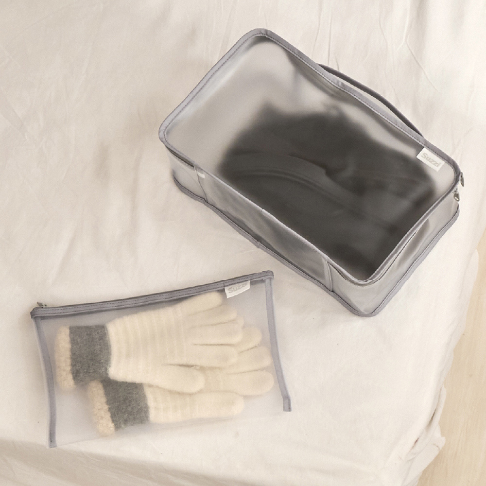 Suzzi Transparent and Waterproof Multi-purpose Bag &times; Mesh Hand Bag-London Gray