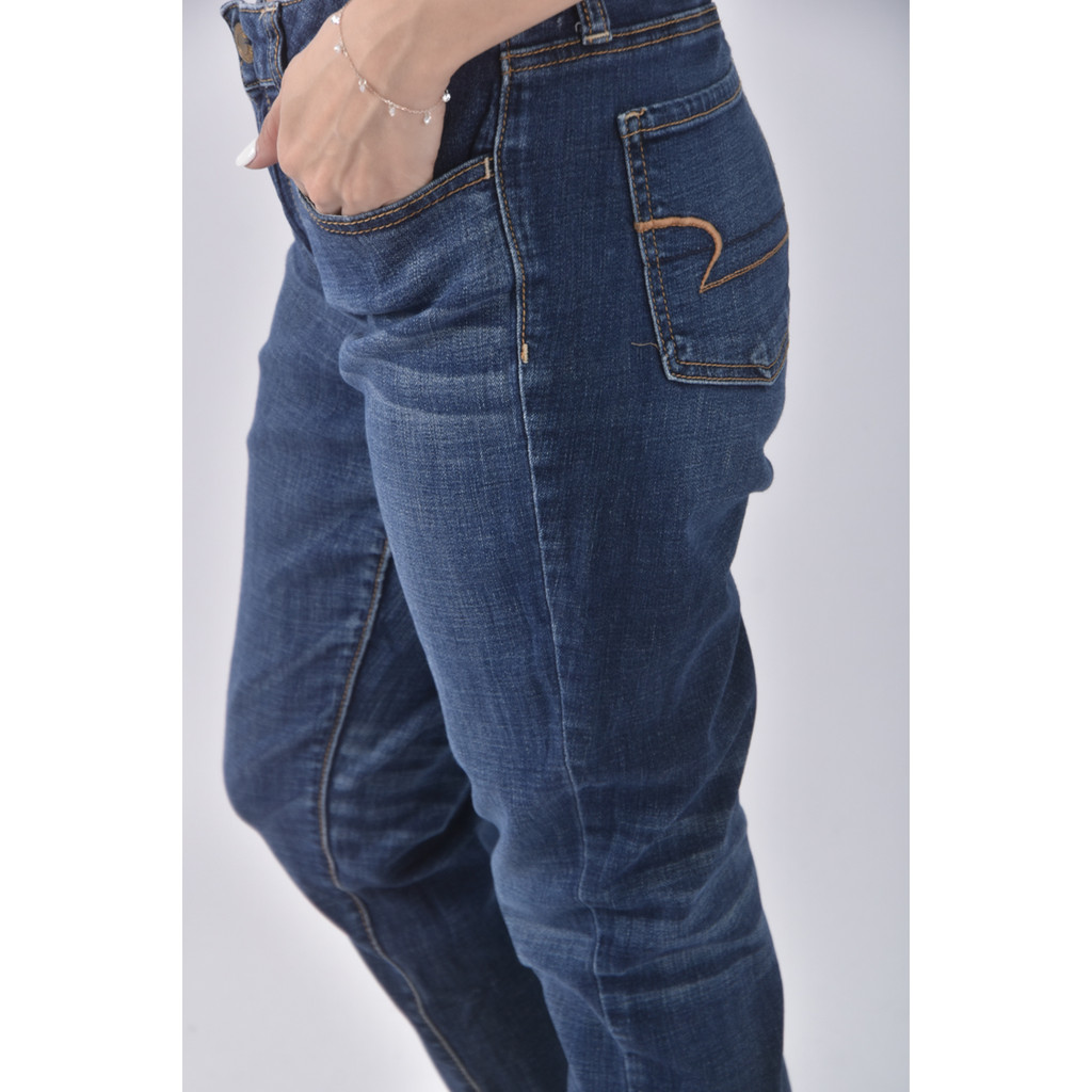 (2XL) super stretch丹寧牛仔質感棉質仿舊藍色長褲二手衣, , large