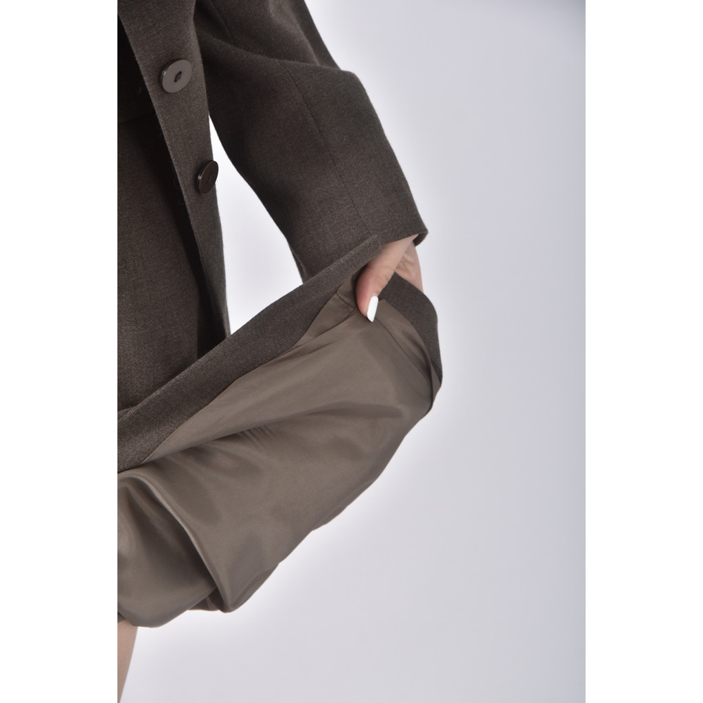 (M) m tsubomi西裝羊毛開衩綠色套裝二手衣, , large