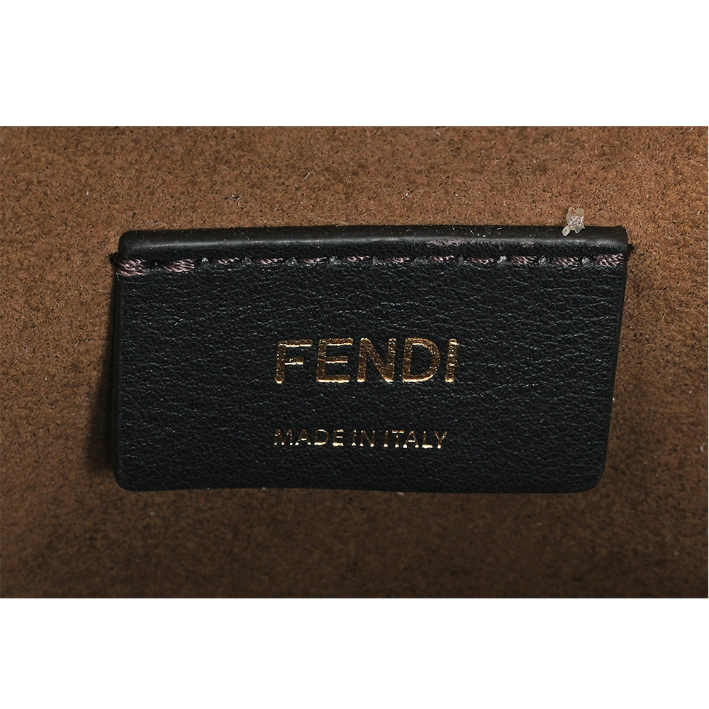 FENDI MON TRESOR FF Logo 緹花及皮革二用迷你水桶包/棕色, , large