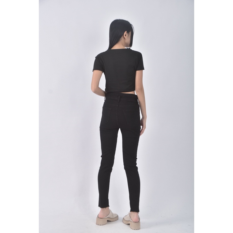 (S) ks fashion高腰緊身黑色長褲二手衣, , large