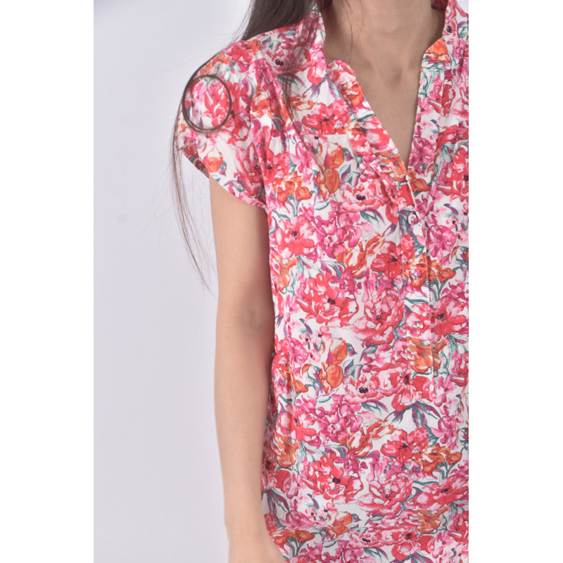 (S) 質感棉質花紋粉色洋裝二手衣, , large