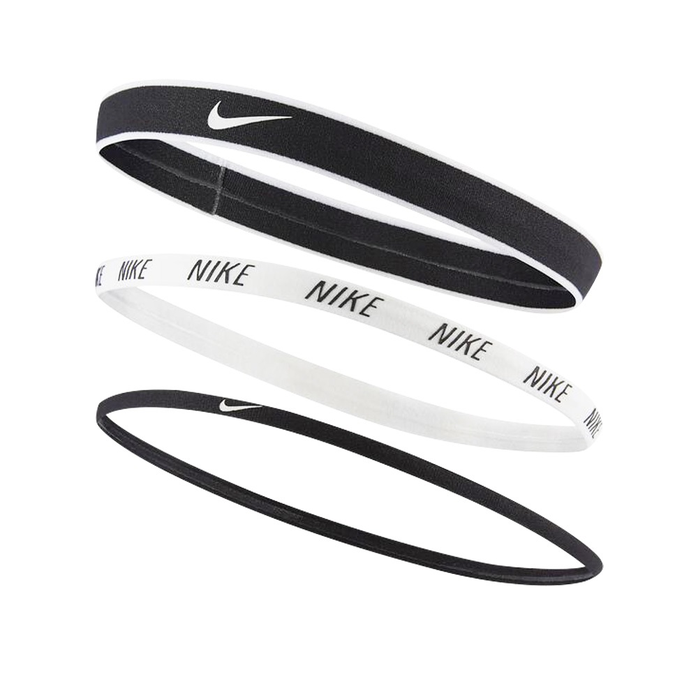 NIKE 混搭式髮帶 3入 健身 訓練 跑步 戶外 運動髮帶 髮圈 時尚 多色 彈性 舒適 矽膠條 防滑 止滑 黑白, , large