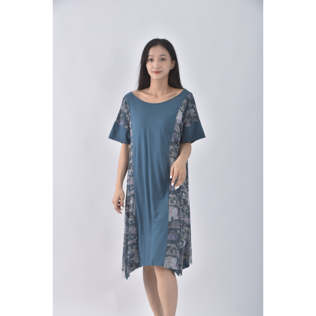 (S) scolar棉質拼接綠色洋裝二手衣, , large