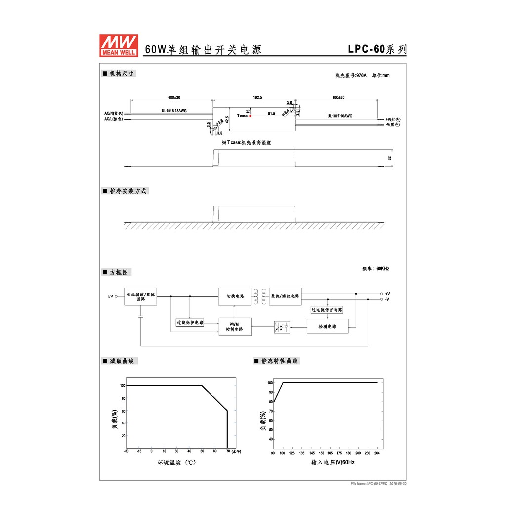 明緯 60W單組輸出LED光源電源(LPC-60-1750), , large