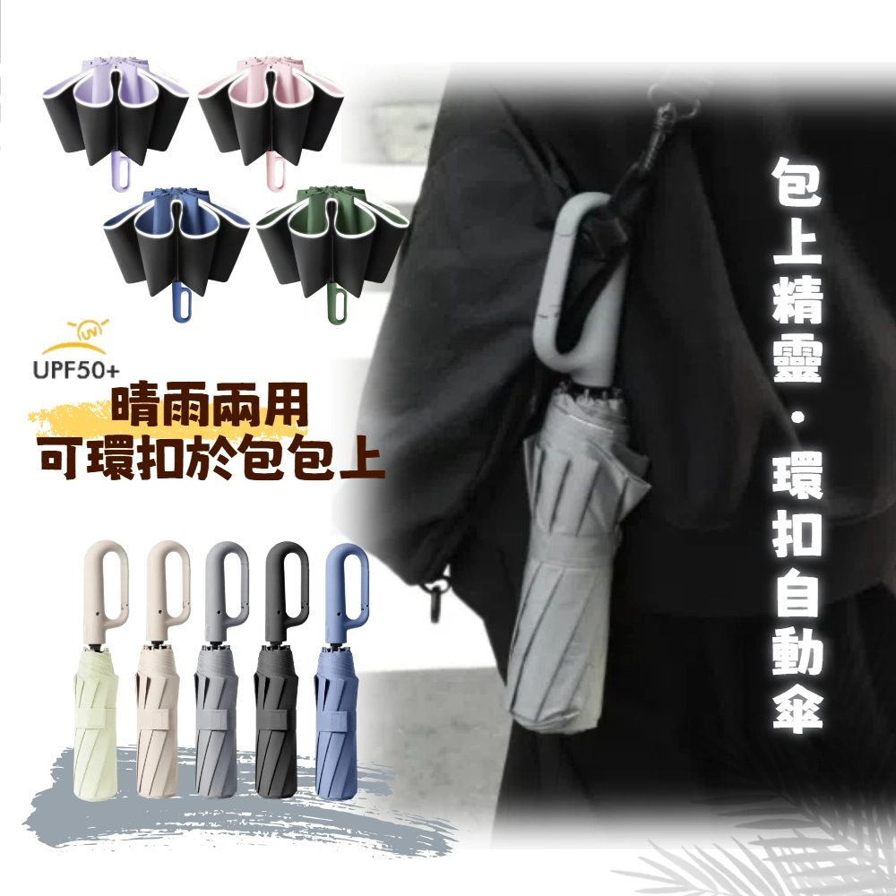 【A&R】UPF50+抗UV全自動10骨反向晴雨兩用傘 23吋 奶油抹茶, , large