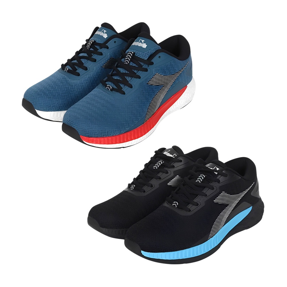 DIADORA迪亞多那 專業避震慢跑鞋 男運動鞋 男鞋 寬楦 輕量 透氣 穩定 保護後跟 吸衝 反彈 止滑 藍紅 黑藍, , large