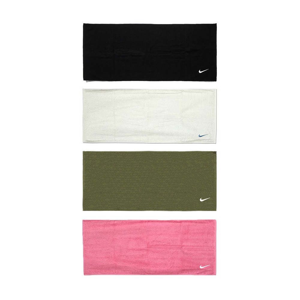 NIKE SOLID CORE 毛巾80x35cm 旅遊 居家 運動 素色 純棉 吸水佳 多色 軍綠 黑 米綠 珊瑚枚粉, , large