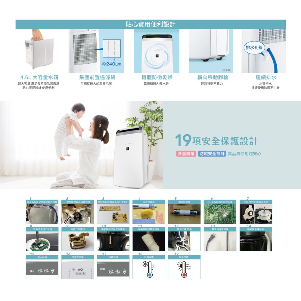 SHARP 夏普 18公升 一級 自動除菌離子衣物乾燥抗黴除濕機 DW-K18HT-S 星耀銀, , large