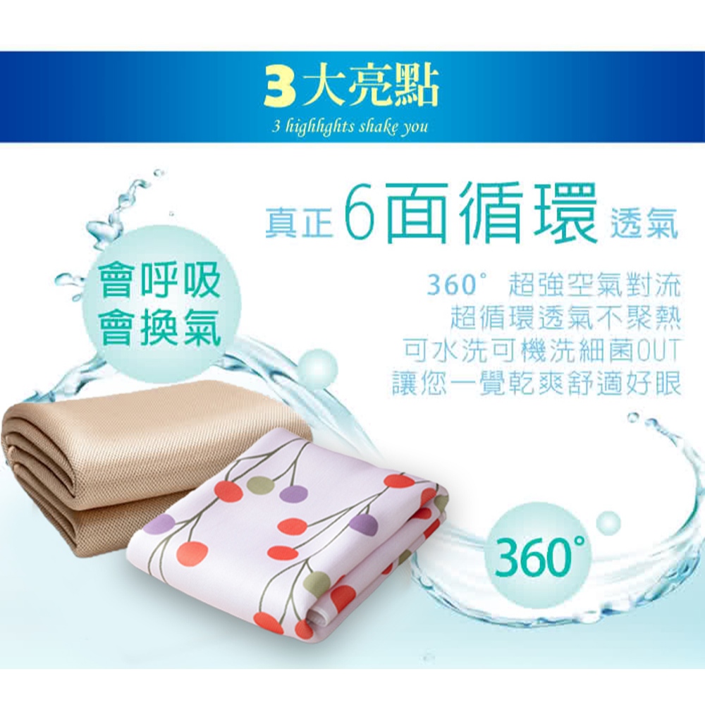 【格藍傢飾】超健康1CM排汗防菌6D透氣床墊-單人加大 雙人 雙人加大 降溫涼墊支撐床墊 空氣床墊 可水洗, , large