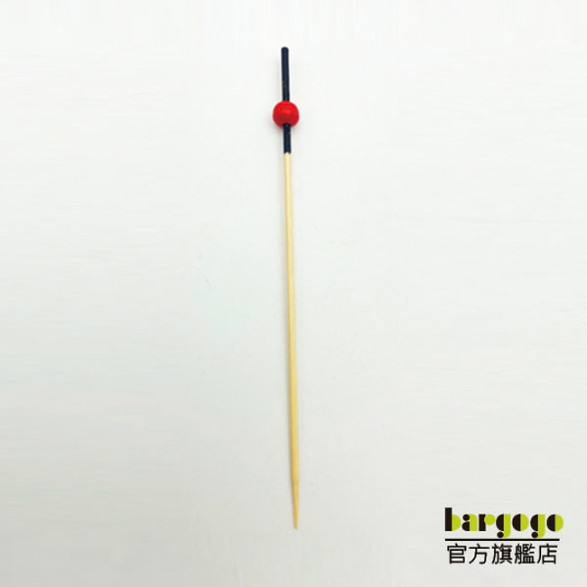 [巴果果]水果叉 調酒裝飾 竹叉 竹籤 叉子 竹串 點心叉 炸物叉 串烤叉 漢堡串 婚禮派對 黑杆红球珠 JM10-221