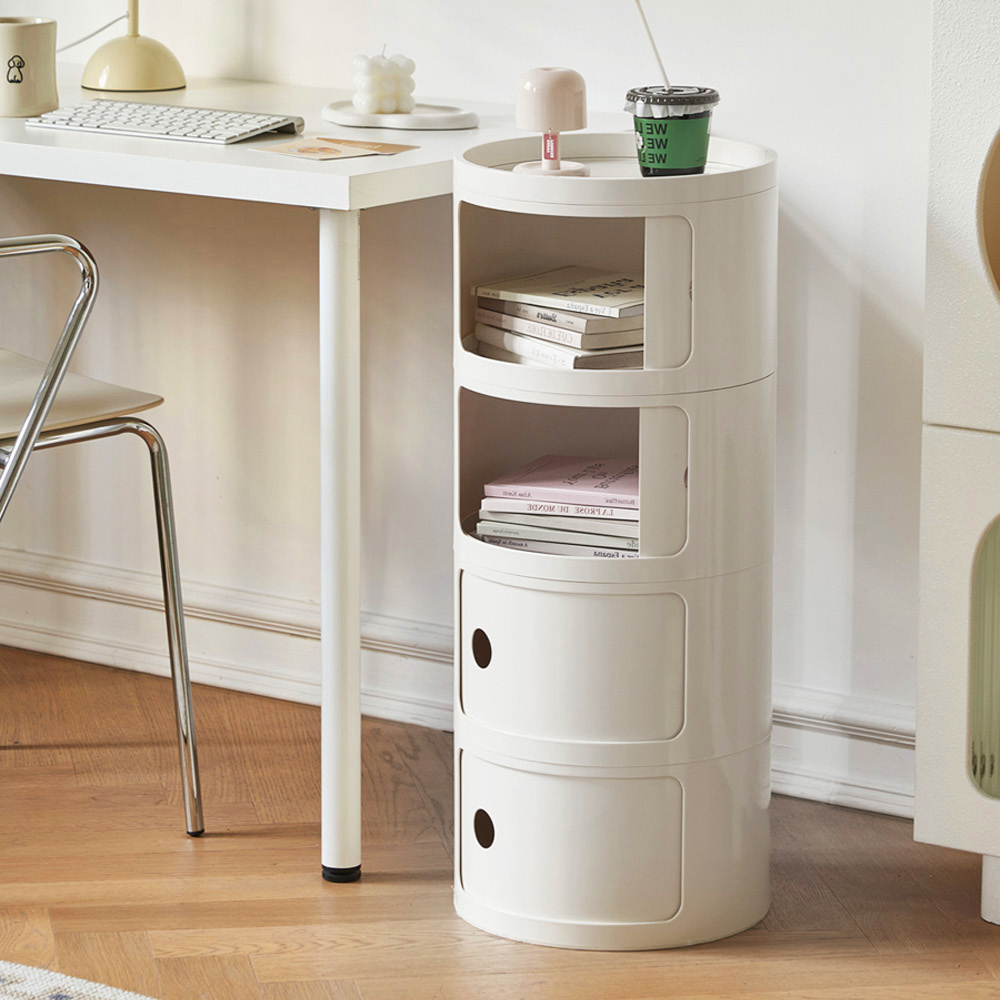 【AOTTO】免組裝北歐風圓形拉門四層收納櫃(AC-224), , large