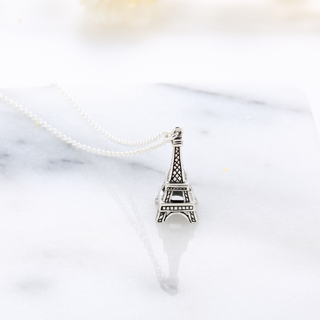 【Angel & Me】法國 巴黎 鐵塔 s925 純銀 項鍊 旅行 生日 情人節 禮物 快速到貨, , large
