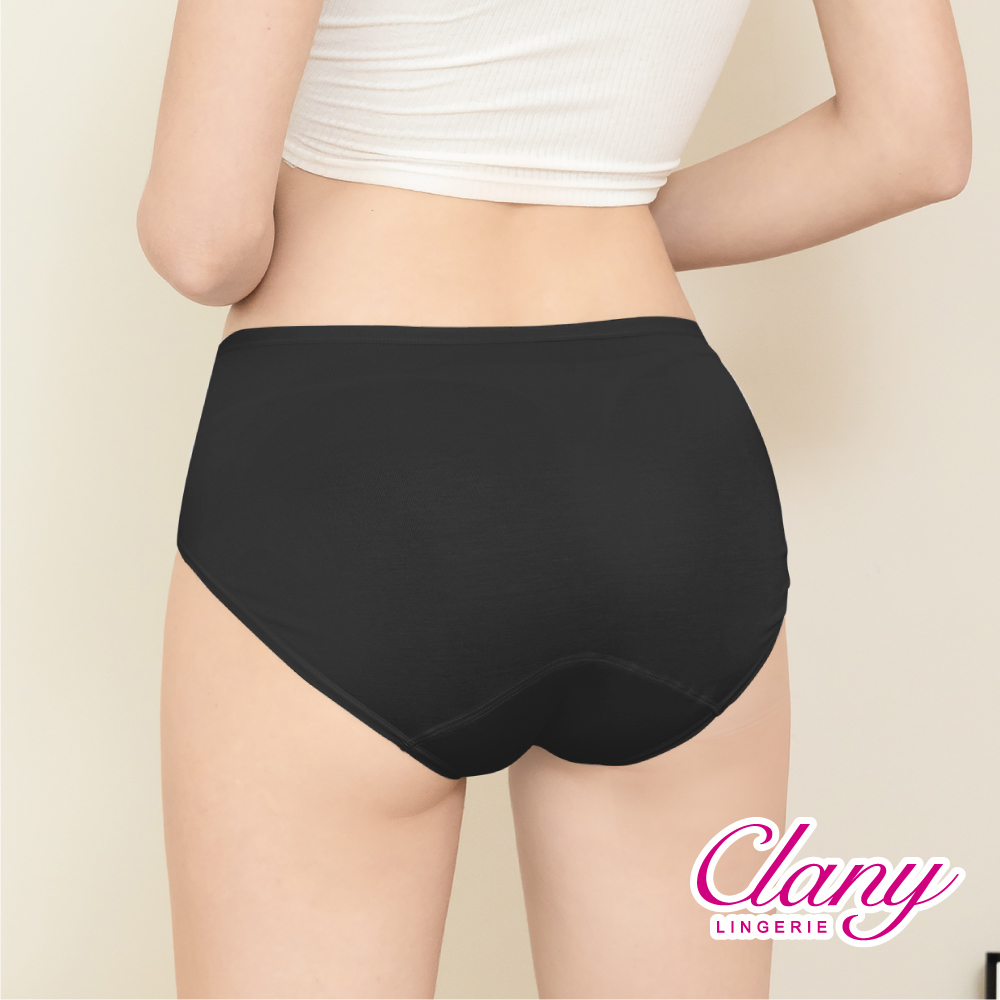 【Clany可蘭霓】新美膚面膜莫代爾中腰M-XL內褲 時尚黑 2223-63, , large