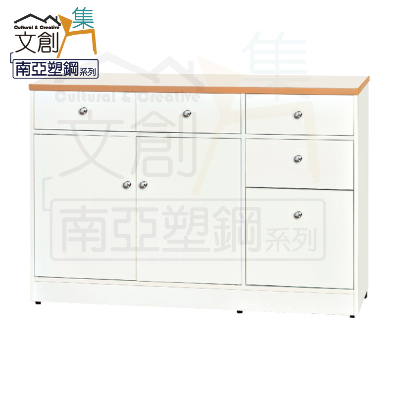 【文創集】波莉 環保4.2尺南亞塑鋼二門五抽餐櫃/收納櫃(客約商品), , large