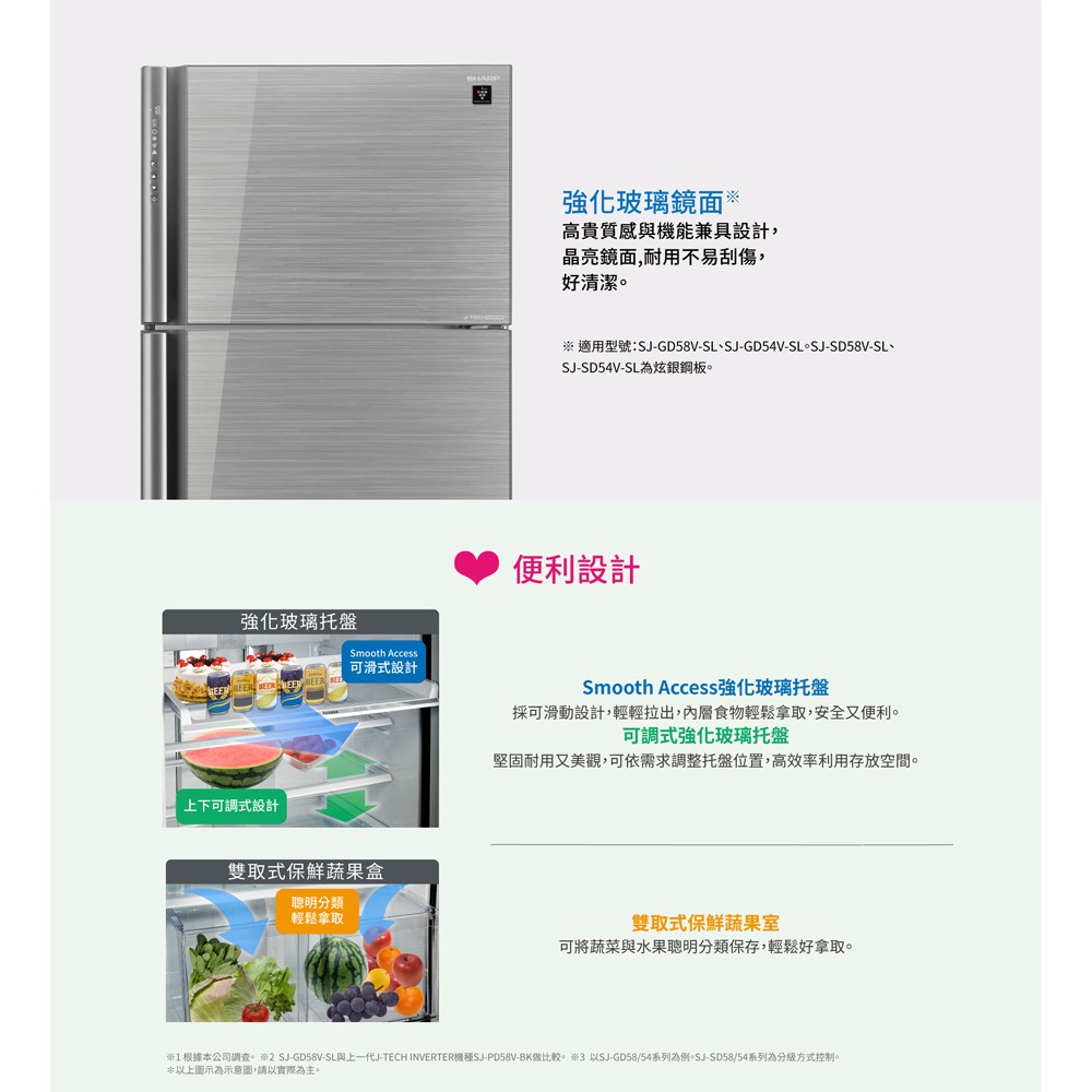 SHARP Plasmacluster Inverter Double-Door Refrigerator SJ-GD54V-SL, , large