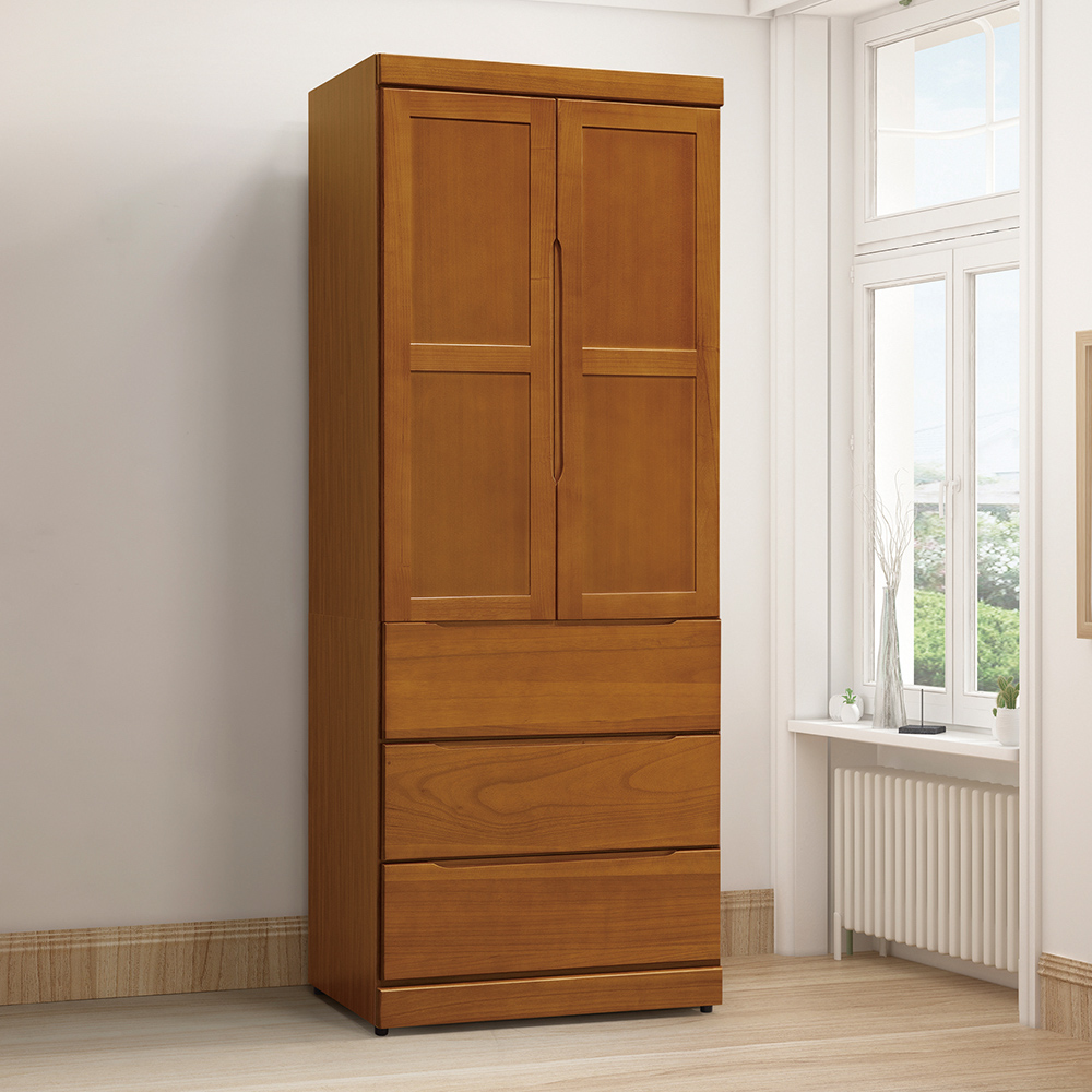 【唯熙傢俱】錢錢樟木色3x7尺衣櫃, , large