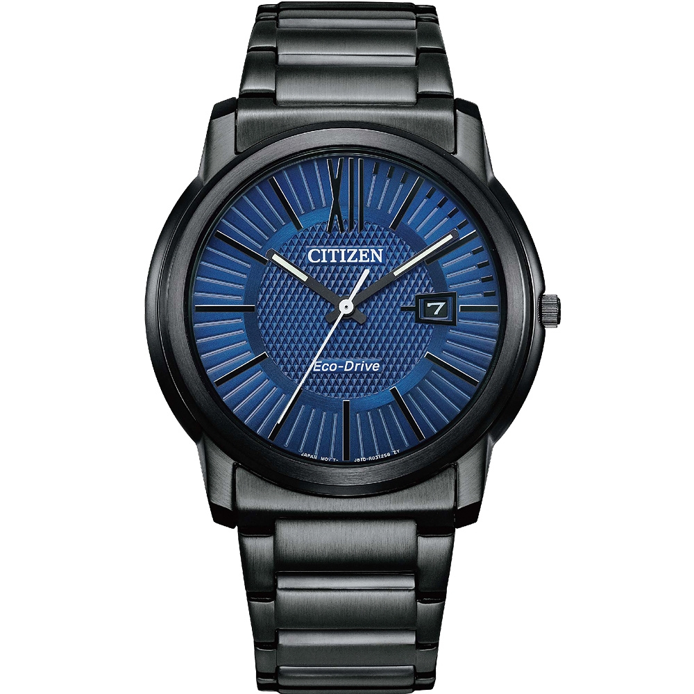 CITIZEN 星辰 光動能簡約大三針手錶-海軍藍/42mm AW1217-83L, , large