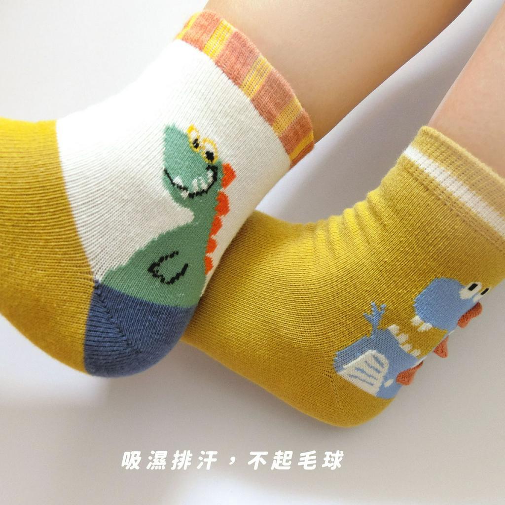 [凱美棉業] 8雙組 隨機出色 MIT台灣製 純棉舒適造型大童襪 DINO恐龍寶貝款 14-17cm, , large