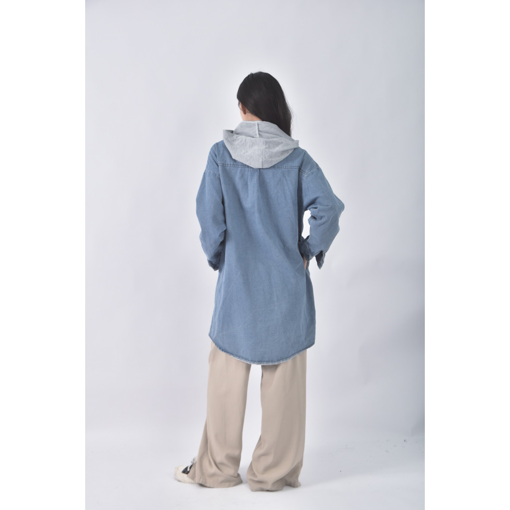 (XL) 丹寧牛仔質感藍色外套二手衣, , large