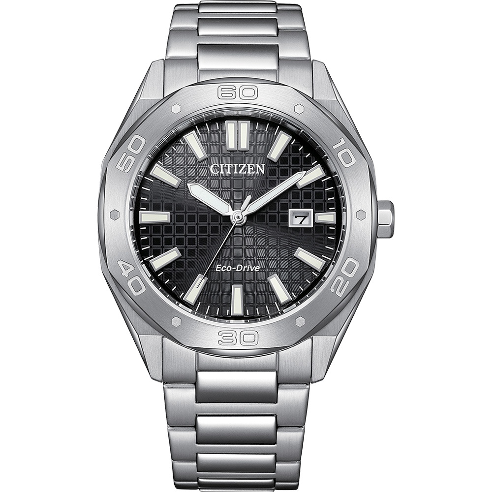 CITIZEN 星辰 光動能八角形格紋面手錶 BM7630-80E, , large