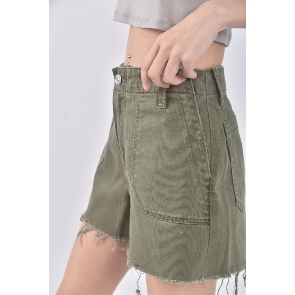 (M) paige丹寧牛仔質感綠色短褲二手衣, , large