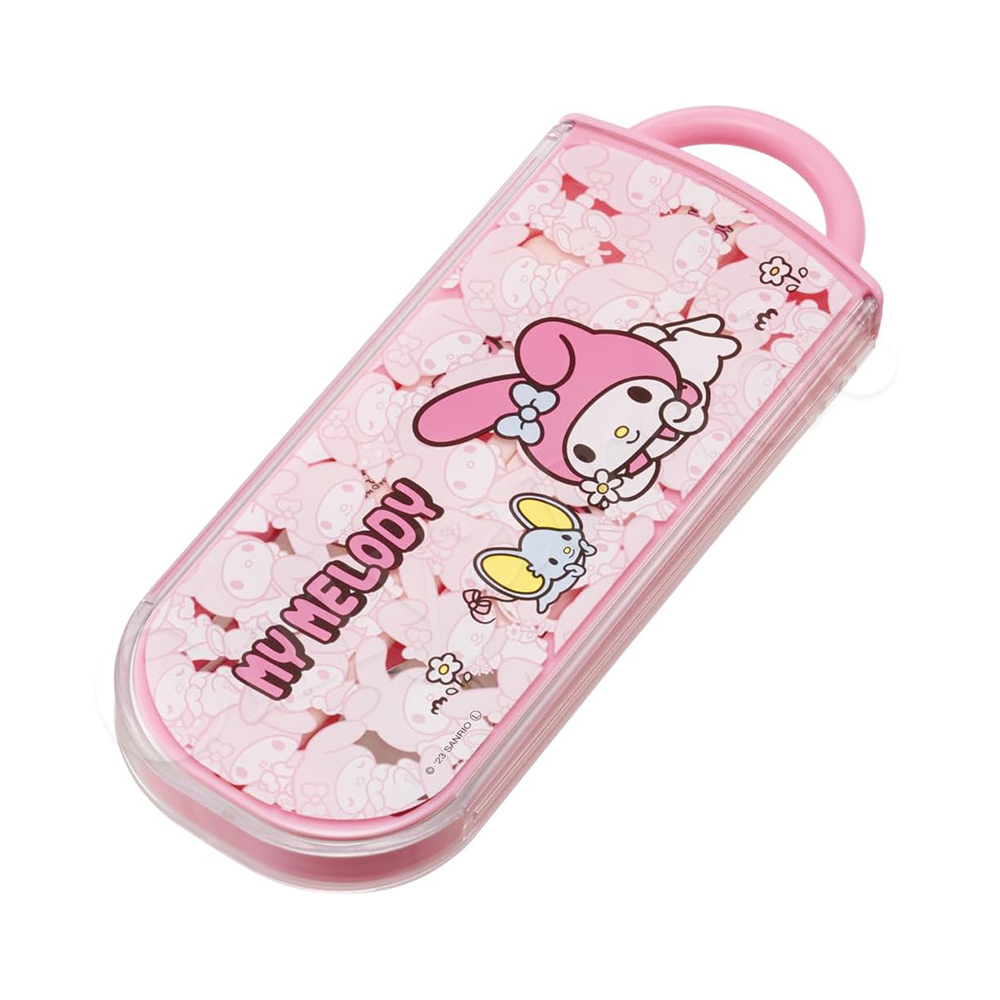 【百科良品】日本製 甜心粉Melody美樂蒂 環保筷子+湯匙+叉子三件餐具組 抗菌加工Ag+(日本境內版), , large