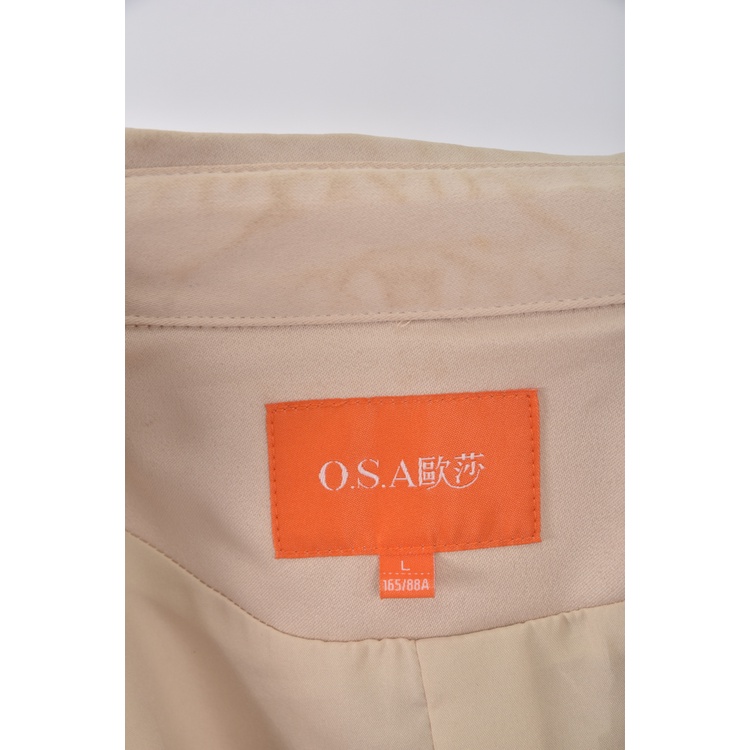 (L) o s a質感風衣杏色綁帶外套二手衣, , large