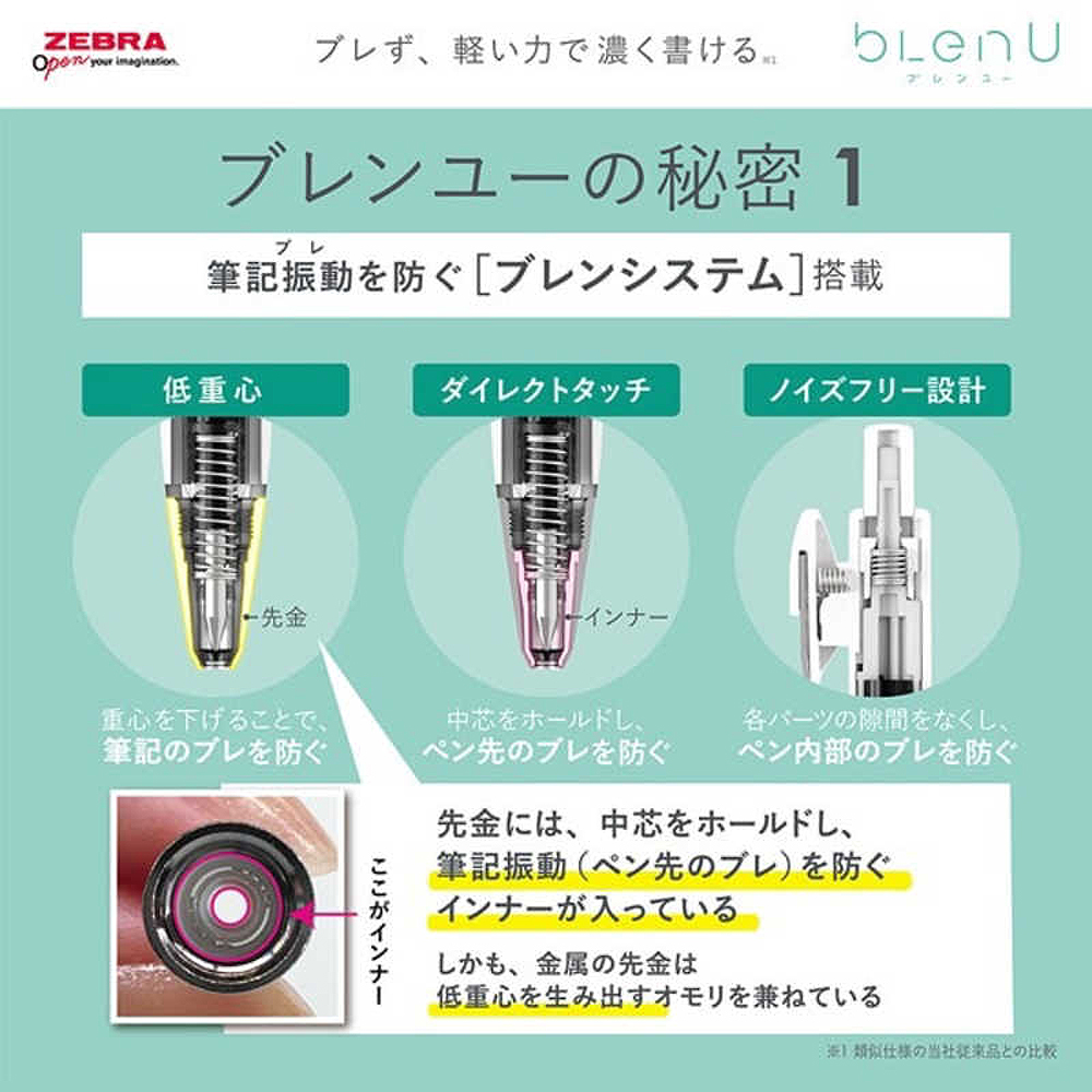 【龍品文創】ZEBRA  斑馬新品-BAS87 bLen U 0.5 原子筆-黑桿-1支, , large