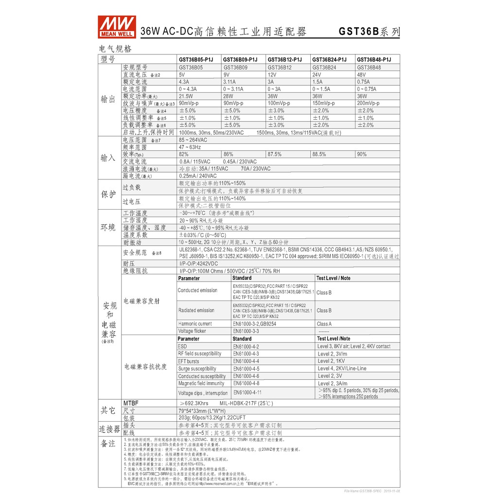 明緯21.5W全球認證桌上型變壓器(GST36B05-P1J), , large