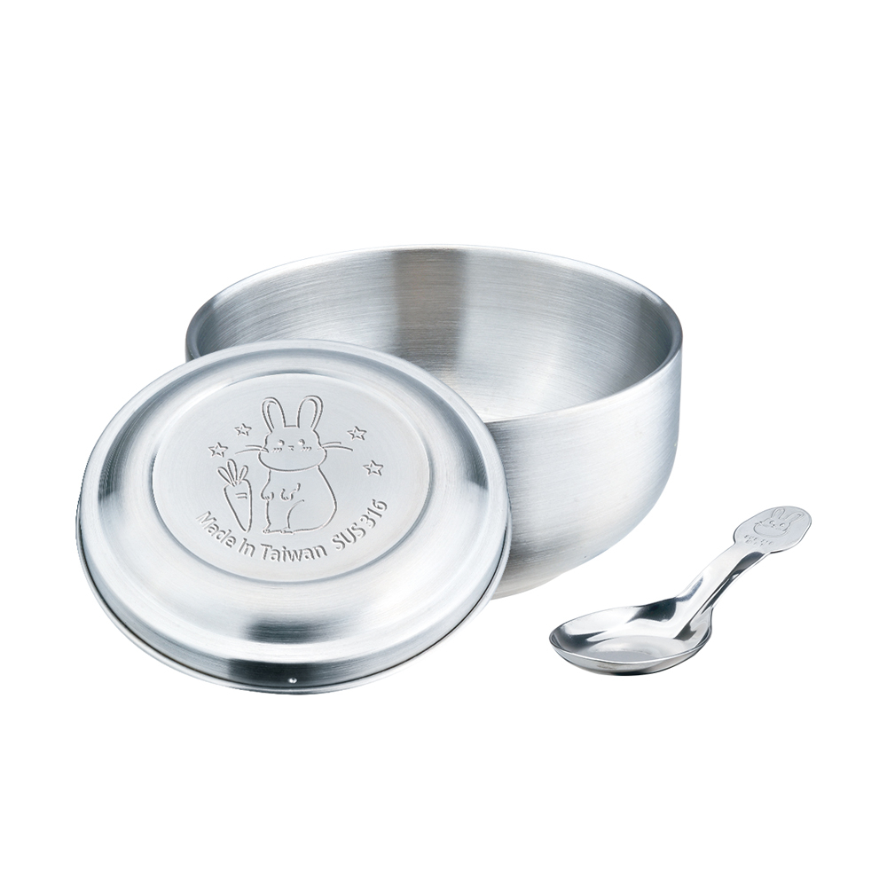 PERFECT 理想牌 極緻316不鏽鋼兒童碗組附湯匙卡通碗隔熱碗不鏽鋼碗 11cm-Leidea樂德兒, , large