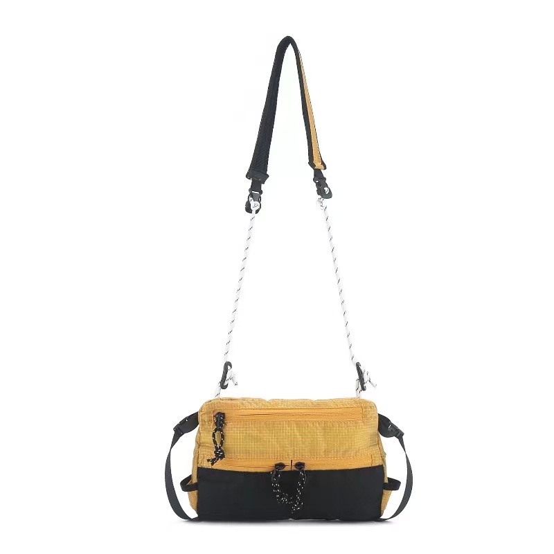 【MQ】輕量戶外斜跨包-黃色   登山 小包 斜背包 防潑水格子布 輕量戶外 登山前掛包, , large