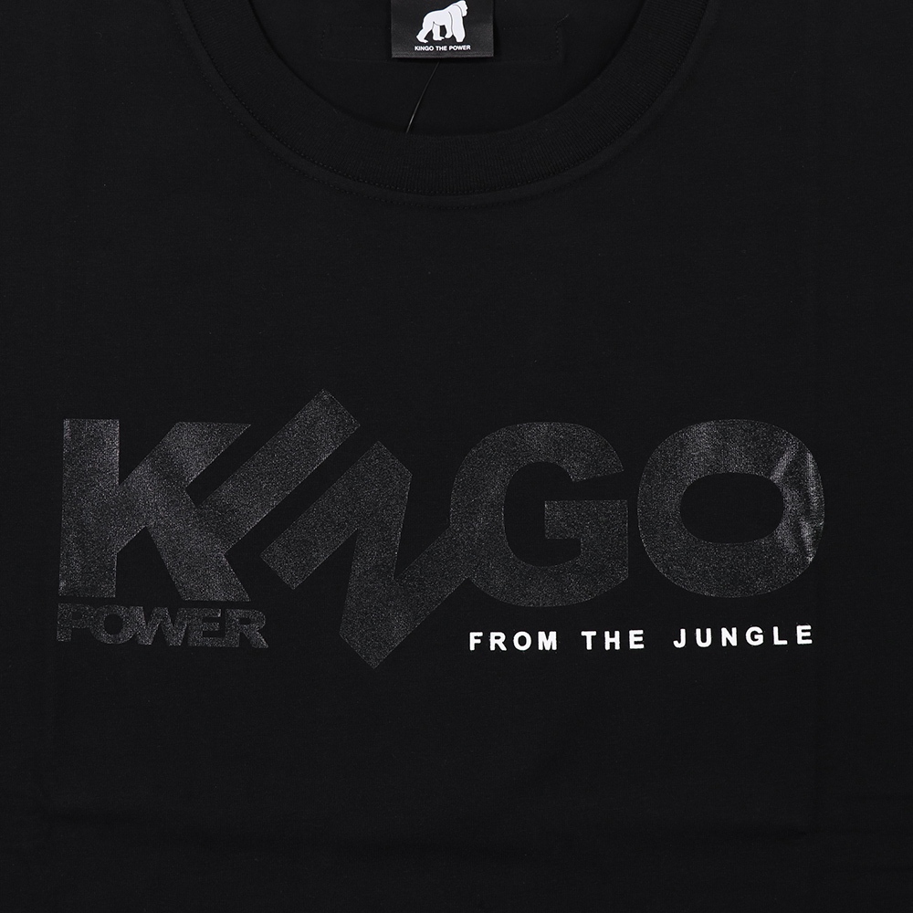KINGO-超大尺碼-男款 圓領T恤-黑-415134, , large