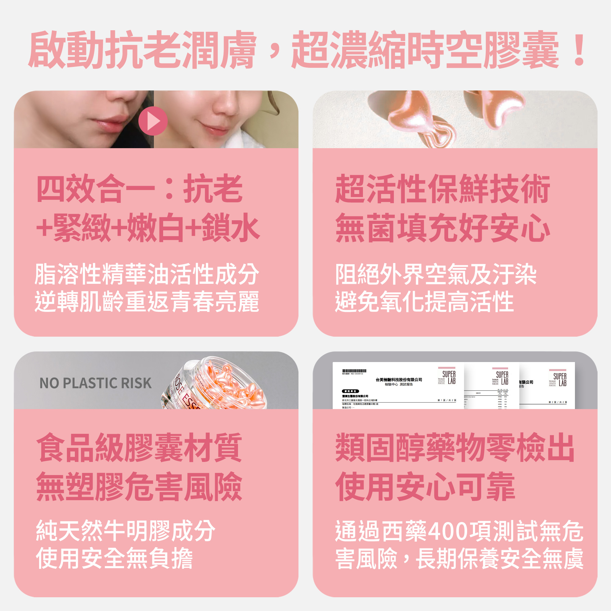 【FJ豐傑生醫】玫瑰瞬效活膚膠囊-60顆/袋(緊緻肌膚ｘ啟動青春能量), , large