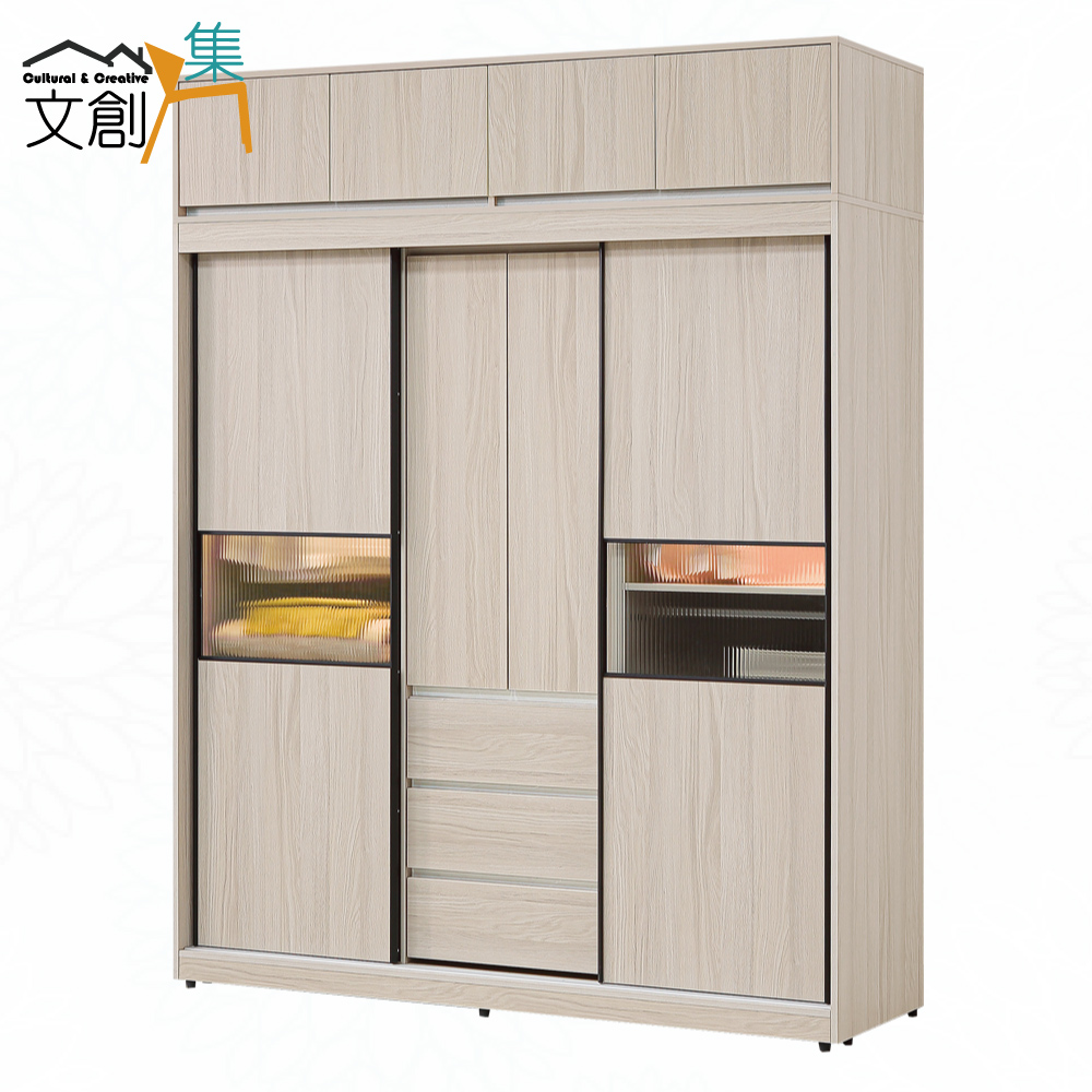 【文創集】希望6.1尺開＆推門加高衣櫃組合(客約商品), , large
