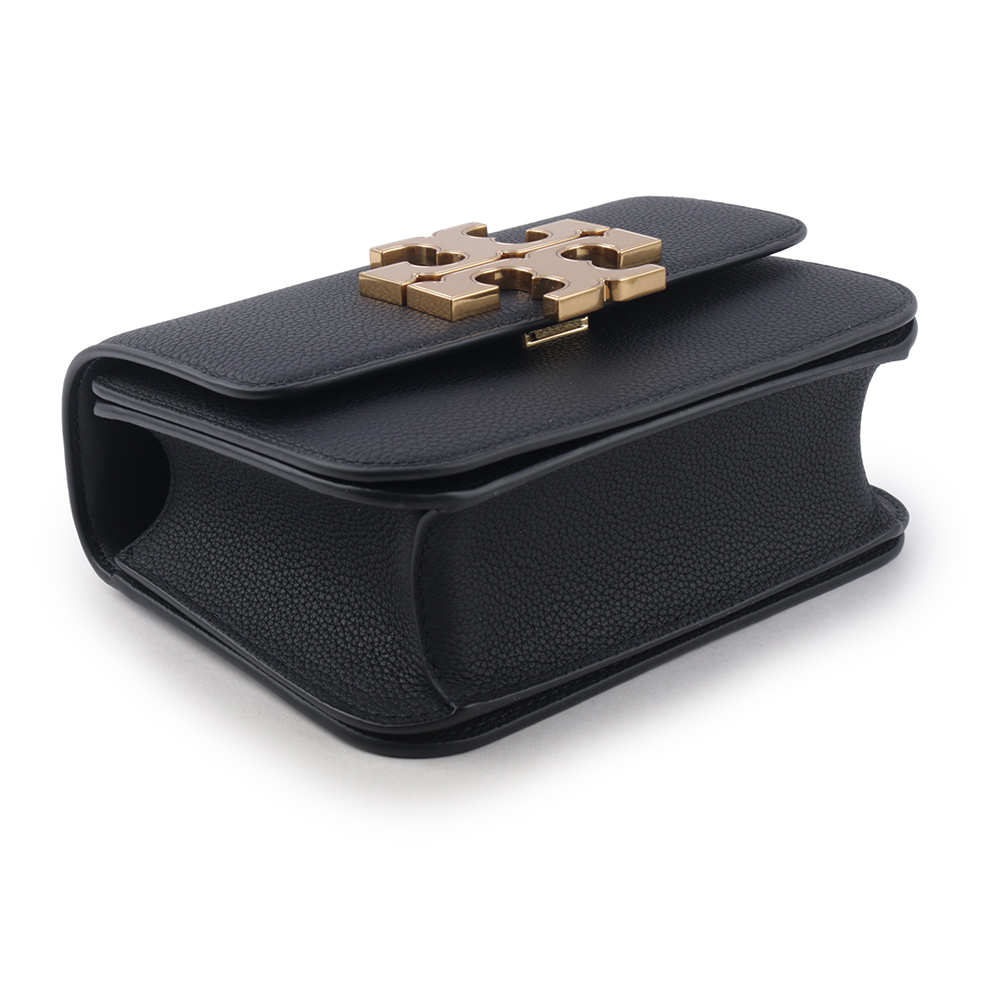 TORY BURCH Eleanor 荔枝皮革大標誌翻蓋小款二用包/黑色, , large