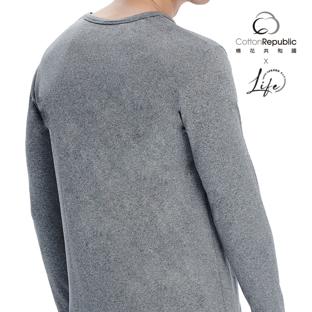 CR熾燒厚刷絨圓領男保暖衣, , large