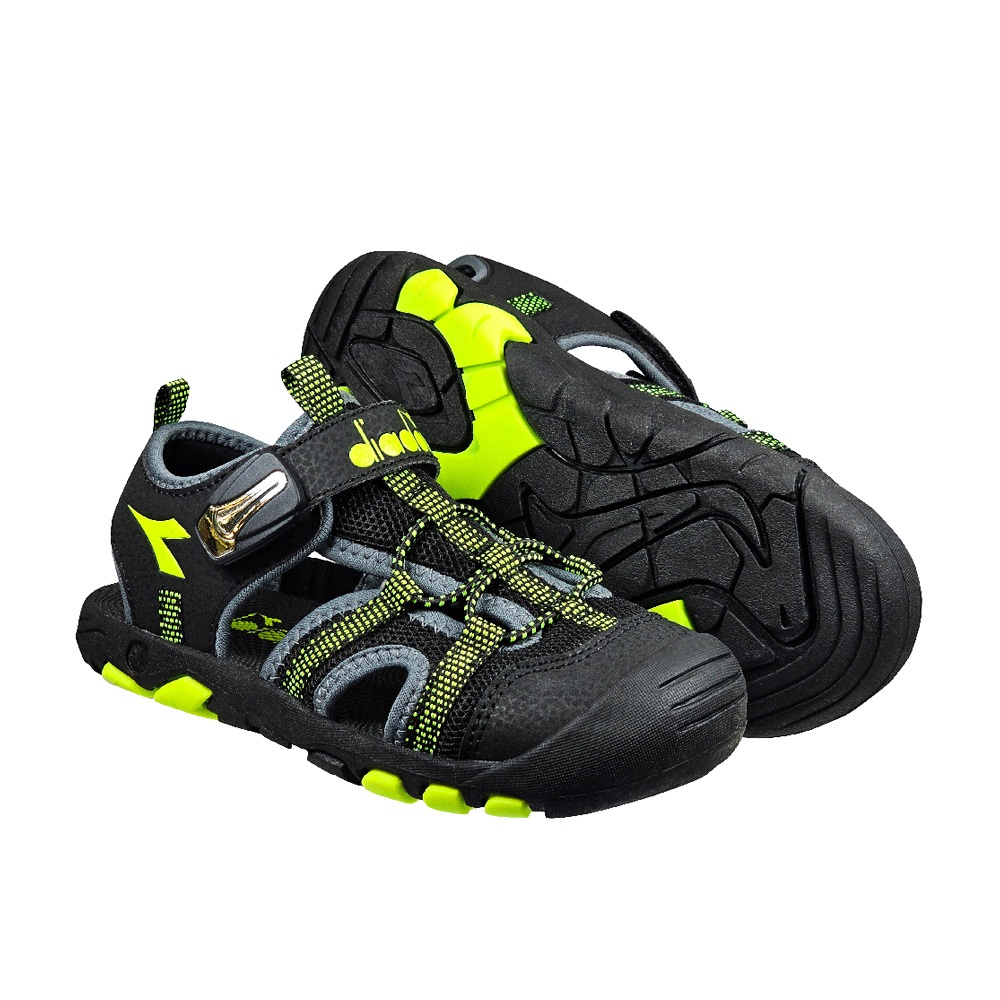 DIADORA迪亞多那 大童護趾運動涼鞋 機能涼鞋 童鞋 魔鬼氈 磁扣 透氣 彈性 減震 吸衝 柔軟 耐磨 止滑 黑 藍, , large