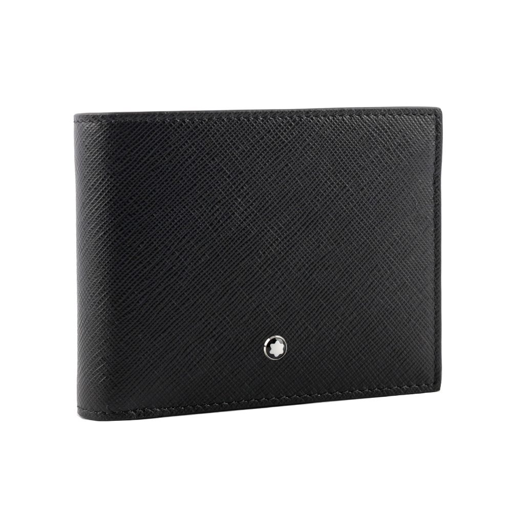 Montblanc 萬寶龍 匠心系列防刮牛皮 6+2透明卡層對開短夾/黑色, , large