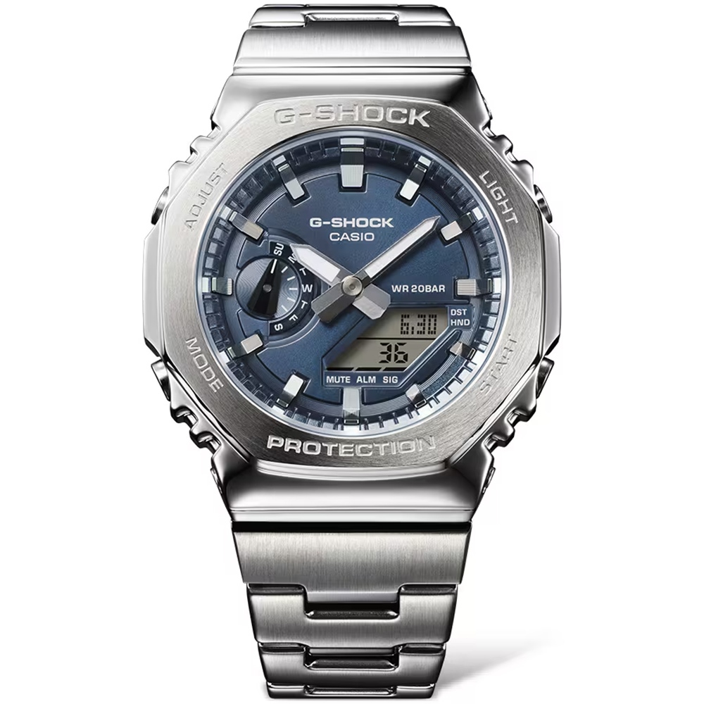 CASIO 卡西歐 G-SHOCK 金屬光系列八角雙顯電子錶手錶 GM-2110D-2B, , large