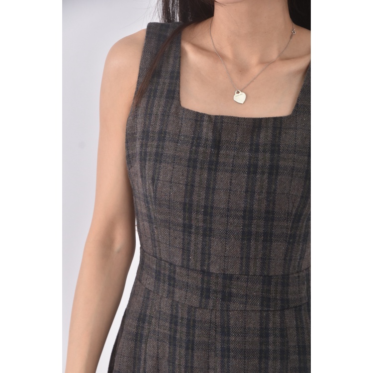 (S) mello質感無袖厚磅深棕色洋裝二手衣, , large