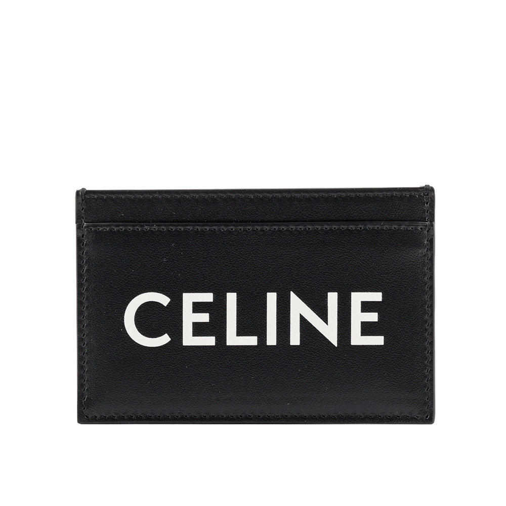 CELINE Logo 印花平滑小牛皮名片/卡片夾/黑色, , large