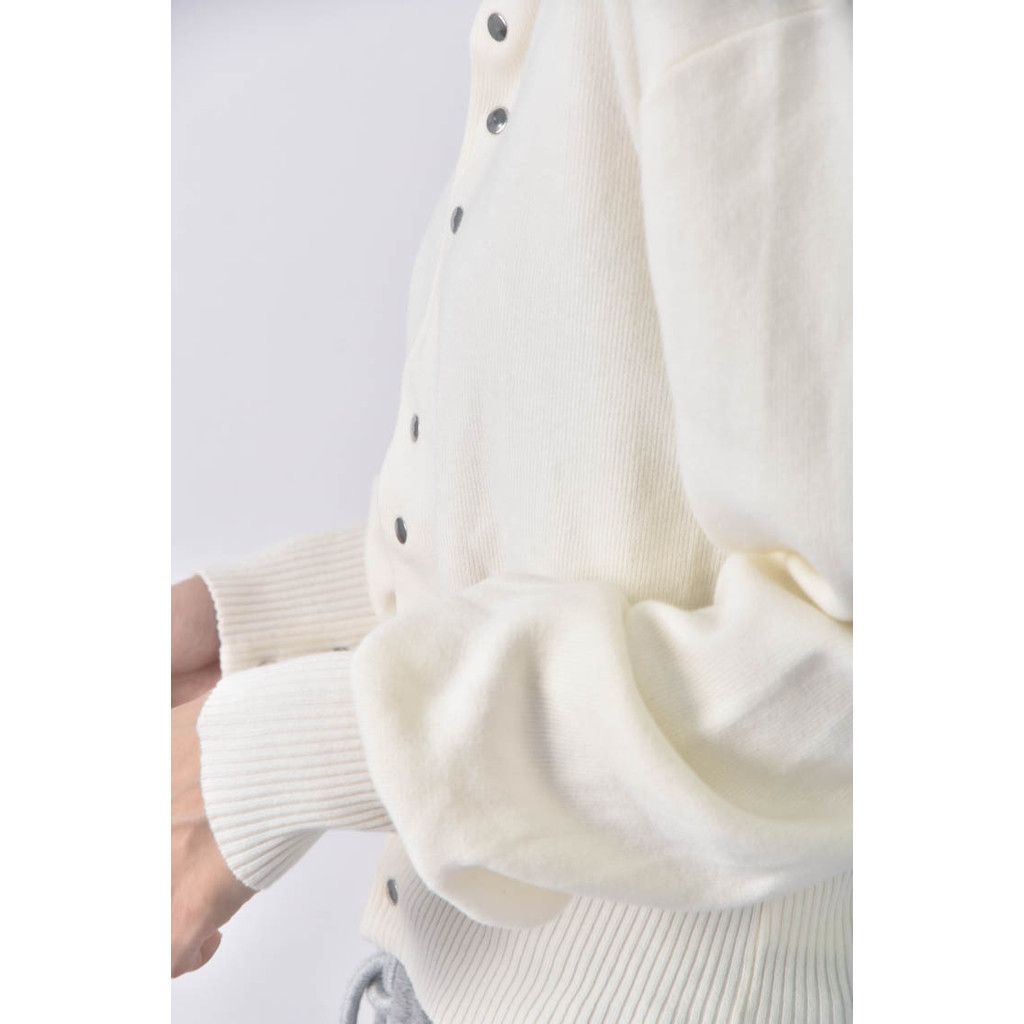 (L) squarebear排扣白色長袖上衣二手衣, , large